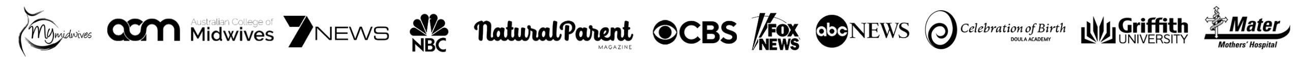 Image featuring logos of 7 news, natural parent, CBS, abc news, fox news, my midwives, nbc