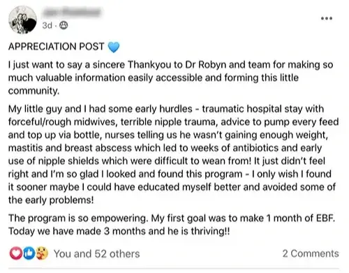 Facebook review screenshot: 'This program is empowering'